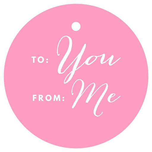 To / From Circle Gift Tags, Chic Style-Set of 24-Andaz Press-Bubblegum Pink-
