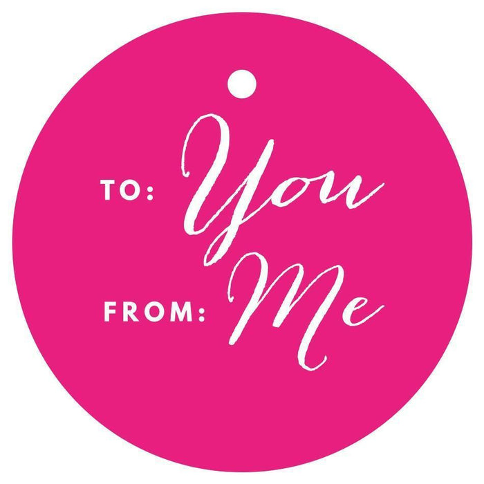 To / From Circle Gift Tags, Chic Style-Set of 24-Andaz Press-Fuchsia-