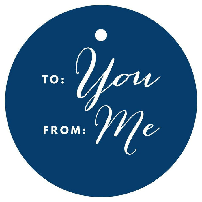 To / From Circle Gift Tags, Chic Style-Set of 24-Andaz Press-Navy Blue-