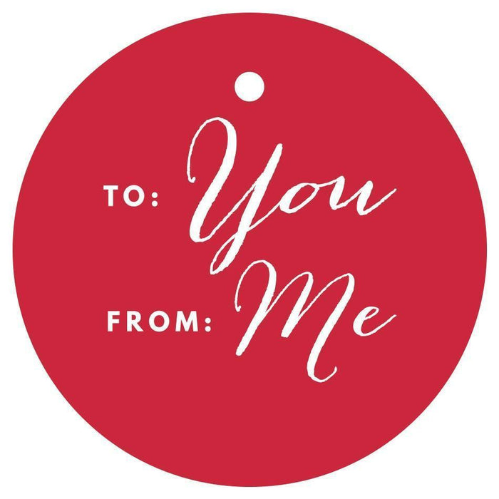 To / From Circle Gift Tags, Chic Style-Set of 24-Andaz Press-Red-