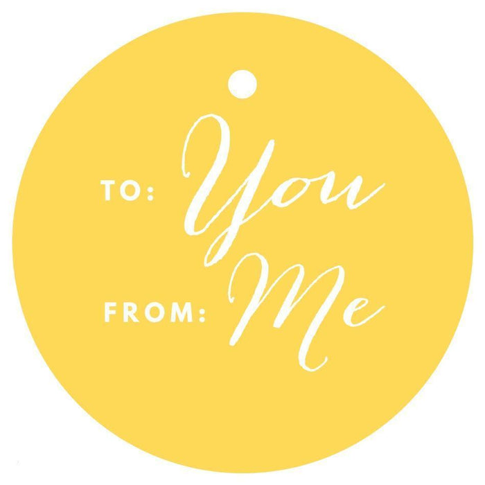 To / From Circle Gift Tags, Chic Style-Set of 24-Andaz Press-Yellow-