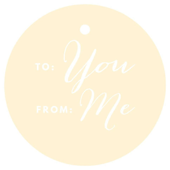 To / From Circle Gift Tags, Chic Style-Set of 24-Andaz Press-Ivory-