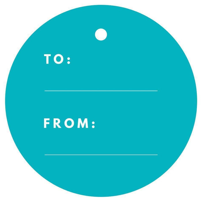 To / From Circle Gift Tags, Modern Style-Set of 24-Andaz Press-Aqua-