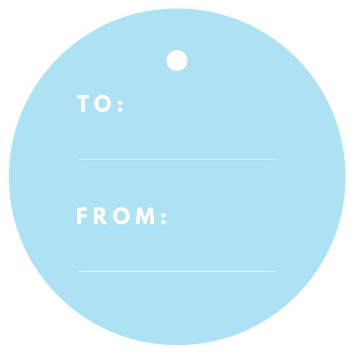 To / From Circle Gift Tags, Modern Style-Set of 24-Andaz Press-Baby Blue-
