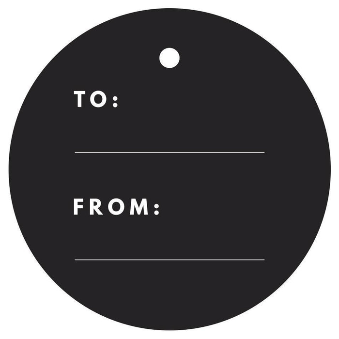 To / From Circle Gift Tags, Modern Style-Set of 24-Andaz Press-Black-