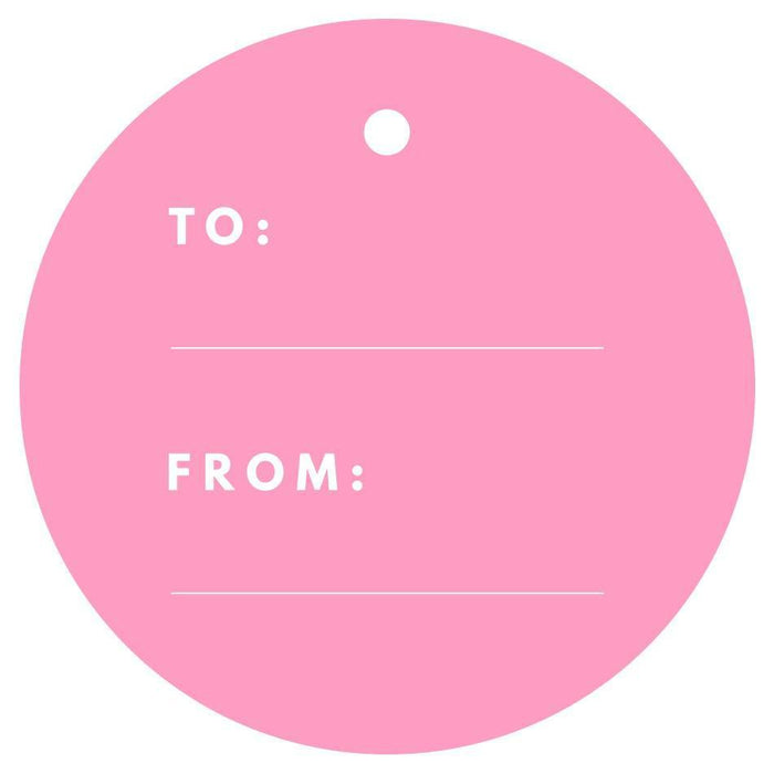 To / From Circle Gift Tags, Modern Style-Set of 24-Andaz Press-Bubblegum Pink-