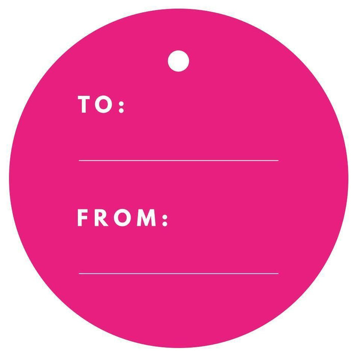 To / From Circle Gift Tags, Modern Style-Set of 24-Andaz Press-Fuchsia-