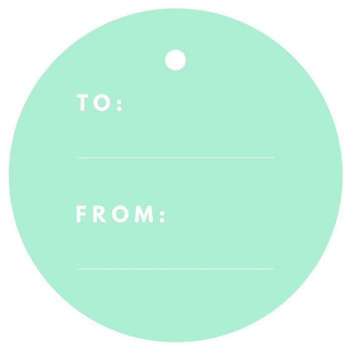 To / From Circle Gift Tags, Modern Style-Set of 24-Andaz Press-Mint Green-