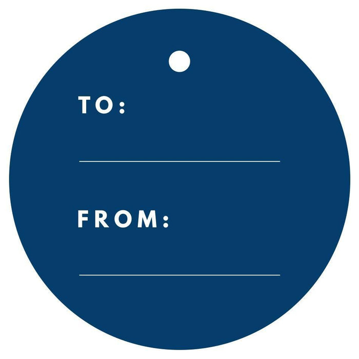To / From Circle Gift Tags, Modern Style-Set of 24-Andaz Press-Navy Blue-