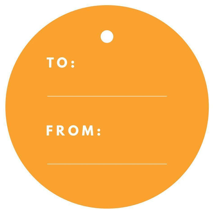To / From Circle Gift Tags, Modern Style-Set of 24-Andaz Press-Orange-