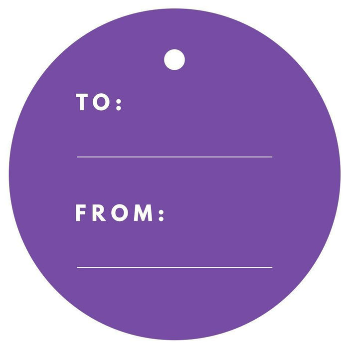 To / From Circle Gift Tags, Modern Style-Set of 24-Andaz Press-Purple-