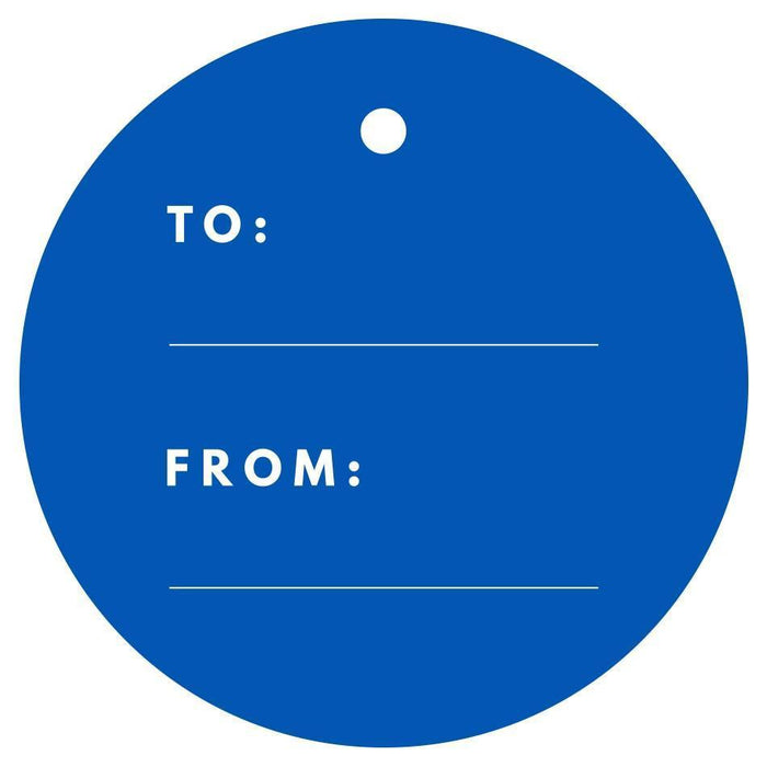 To / From Circle Gift Tags, Modern Style-Set of 24-Andaz Press-Royal Blue-