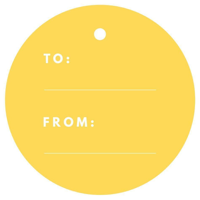 To / From Circle Gift Tags, Modern Style-Set of 24-Andaz Press-Yellow-