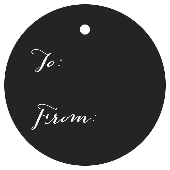 To / From Circle Gift Tags, Whimsical Style-Set of 24-Andaz Press-Black-