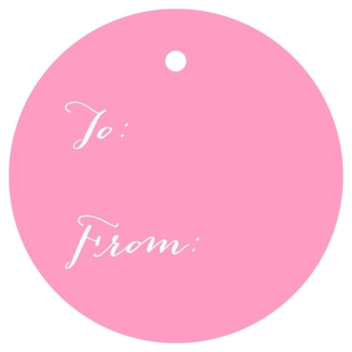 To / From Circle Gift Tags, Whimsical Style-Set of 24-Andaz Press-Bubblegum Pink-