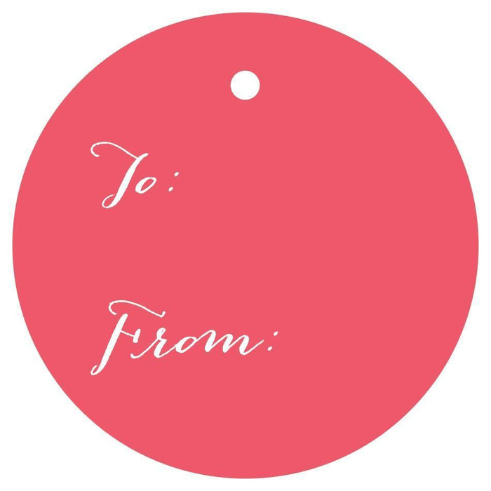 To / From Circle Gift Tags, Whimsical Style-Set of 24-Andaz Press-Coral-