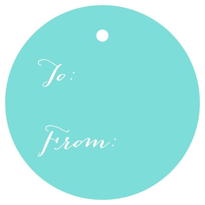 To / From Circle Gift Tags, Whimsical Style-Set of 24-Andaz Press-Diamond Blue-