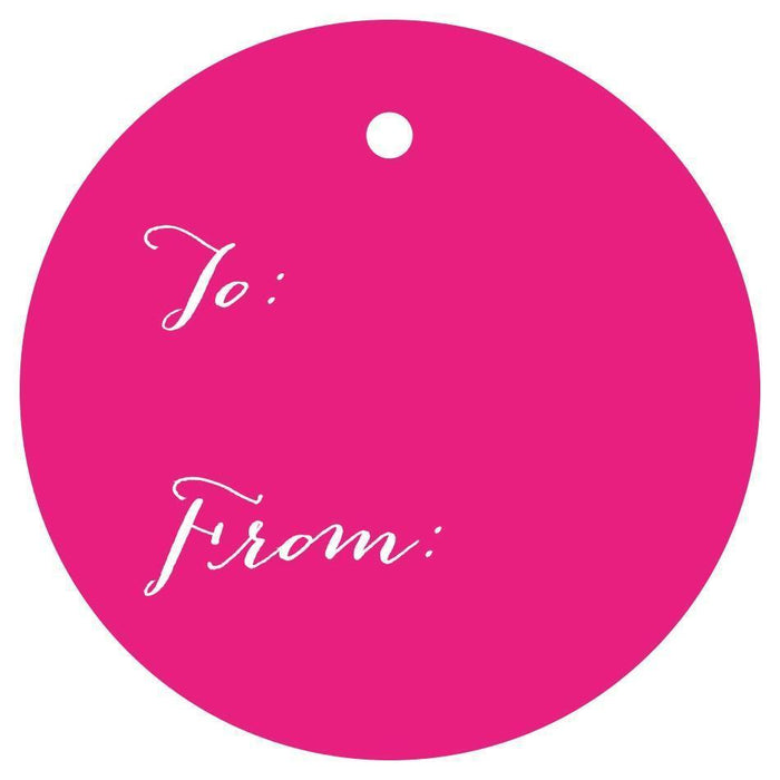 To / From Circle Gift Tags, Whimsical Style-Set of 24-Andaz Press-Fuchsia-