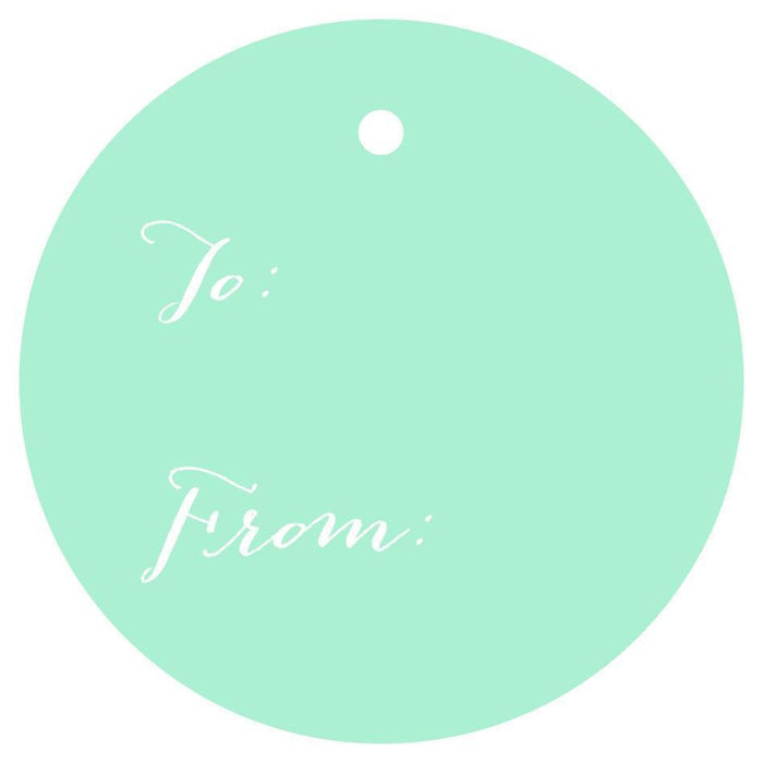 To / From Circle Gift Tags, Whimsical Style-Set of 24-Andaz Press-Mint Green-