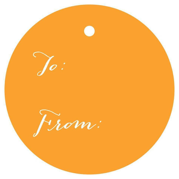 To / From Circle Gift Tags, Whimsical Style-Set of 24-Andaz Press-Orange-