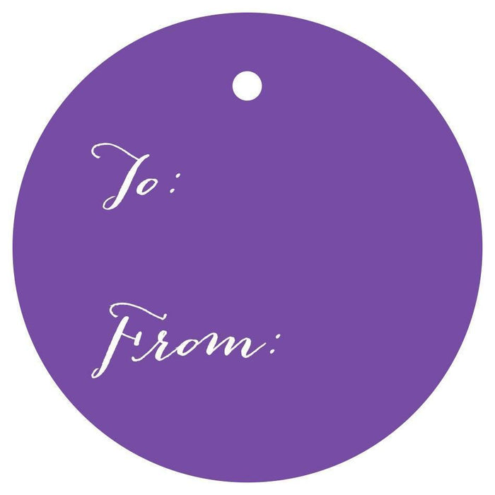 To / From Circle Gift Tags, Whimsical Style-Set of 24-Andaz Press-Purple-