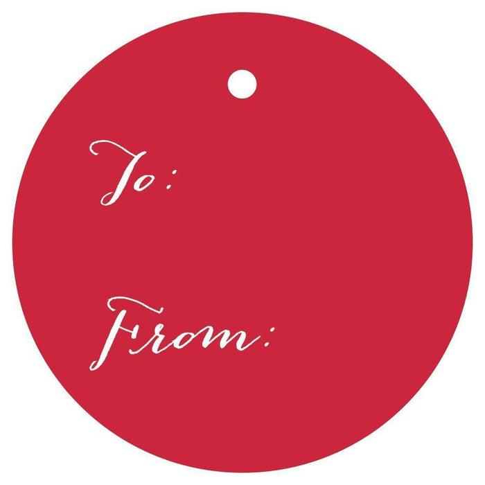 To / From Circle Gift Tags, Whimsical Style-Set of 24-Andaz Press-Red-