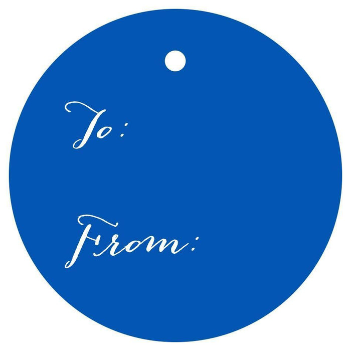 To / From Circle Gift Tags, Whimsical Style-Set of 24-Andaz Press-Royal Blue-