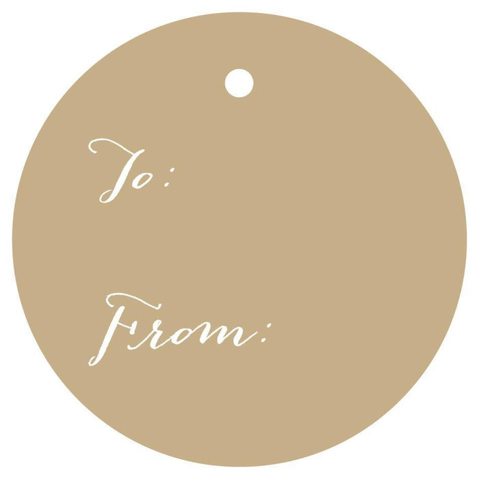 To / From Circle Gift Tags, Whimsical Style-Set of 24-Andaz Press-Tan-