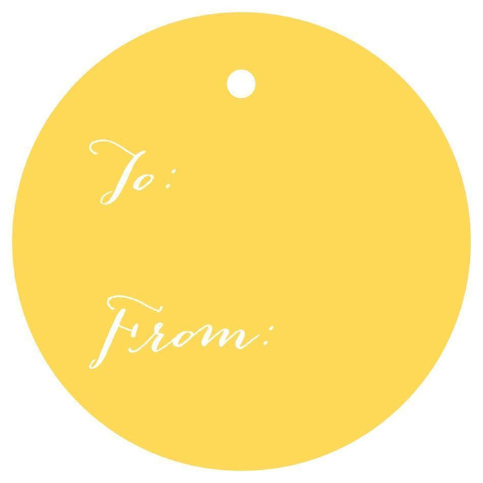 To / From Circle Gift Tags, Whimsical Style-Set of 24-Andaz Press-Yellow-