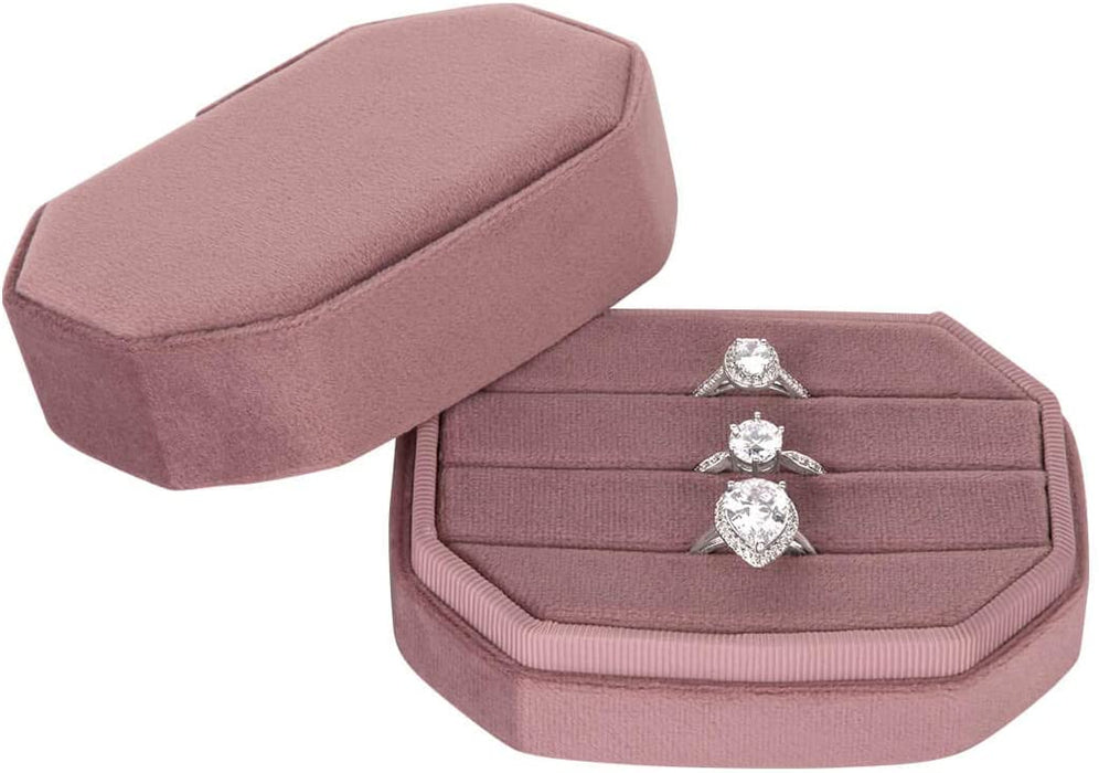 Travel Case Velvet Ring Box-Set of 1-Koyal Wholesale-Blush Pink-