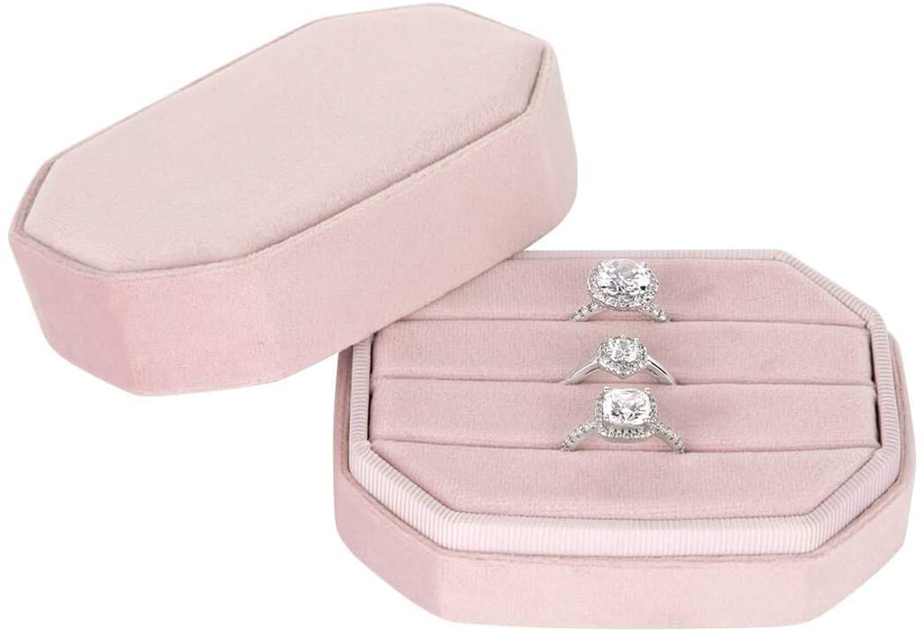 Travel Case Velvet Ring Box-Set of 1-Koyal Wholesale-Blush Pink-