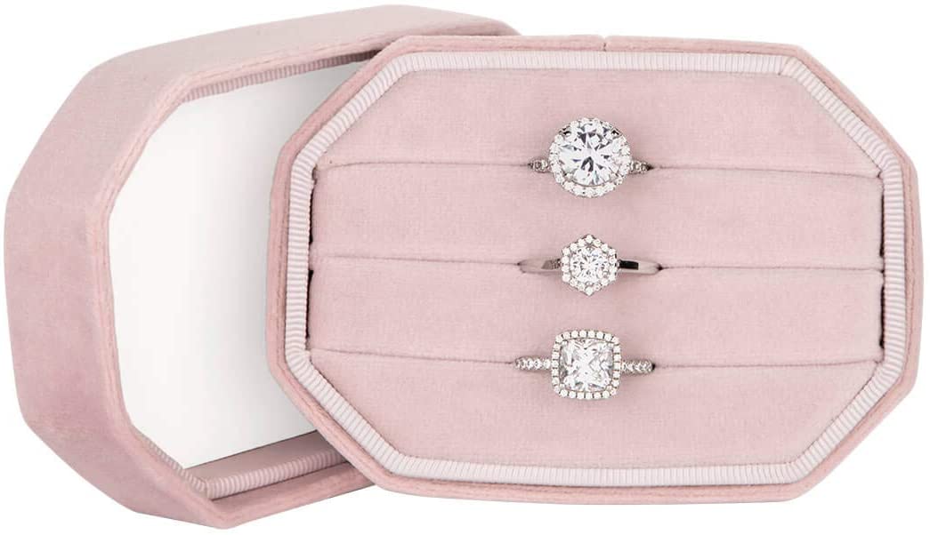 Travel Case Velvet Ring Box-Set of 1-Koyal Wholesale-Blush Pink-