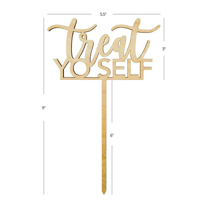 Treat Yo Self Laser Cut Wood Cake Topper-Set of 1-Andaz Press-Natural-