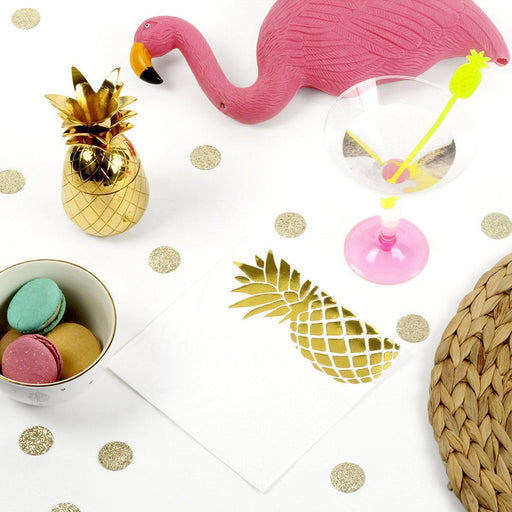Tropical Foil Pineapple Tableware Napkins-Set of 50-Andaz Press-