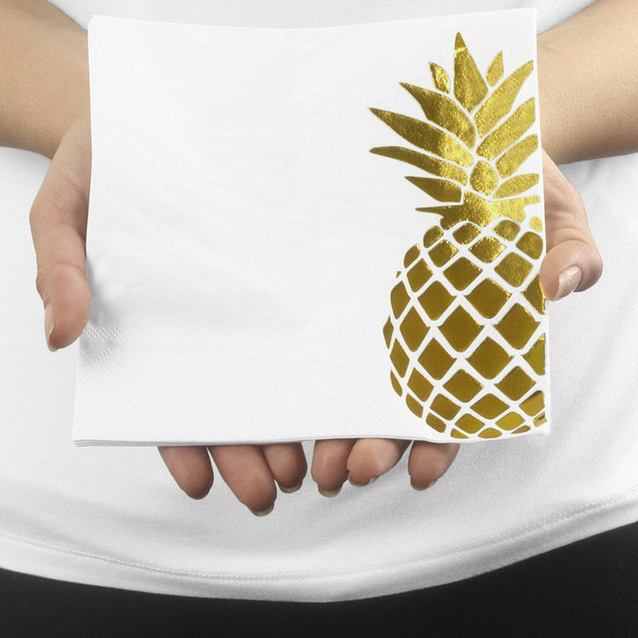 Tropical Foil Pineapple Tableware Napkins-Set of 50-Andaz Press-