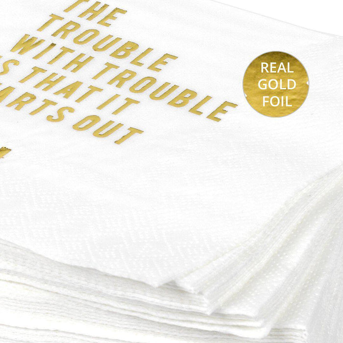 Trouble with Trouble Funny Cocktail Napkins-Set of 50-Andaz Press-
