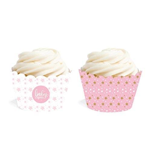 Twinkle Twinkle Little Star Pink Baby Cupcake Wrappers-Set of 20-Andaz Press-