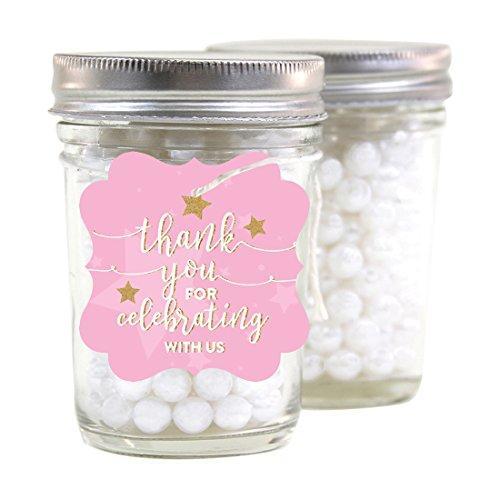 Twinkle Twinkle Little Star Pink Baby Shower Fancy Frame Gift Tags, Thank You for Celebrating with US-Set of 24-Andaz Press-