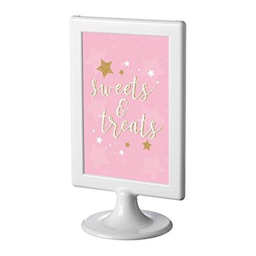Twinkle Twinkle Little Star Pink Wedding Framed 4x6-Inch Party Signs-Set of 1-Andaz Press-Sweets & Treats Dessert Table Sign-