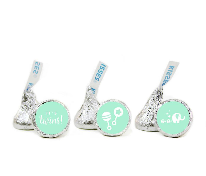 Twins Baby Shower Hershey's Kisses Stickers-Set of 216-Andaz Press-Mint Green-