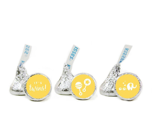 Twins Baby Shower Hershey's Kisses Stickers-Set of 216-Andaz Press-Yellow-