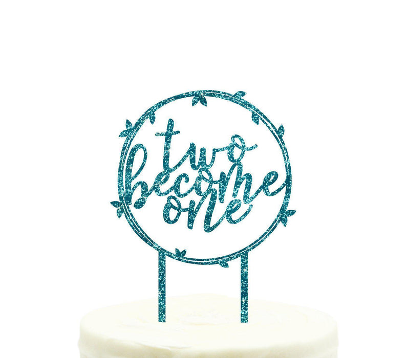 Two Become One Glitter Acrylic Wedding Cake Toppers-Set of 1-Andaz Press-Aqua-