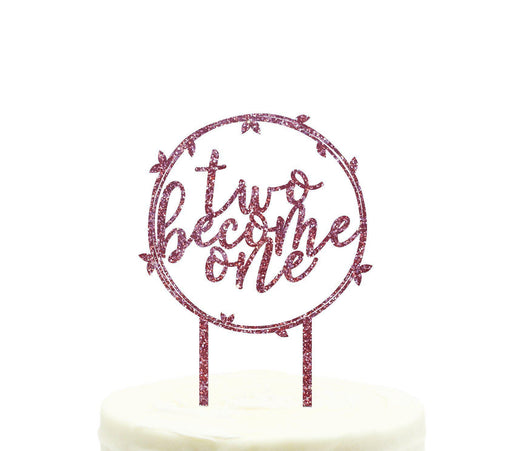 Two Become One Glitter Acrylic Wedding Cake Toppers-Set of 1-Andaz Press-Pink-