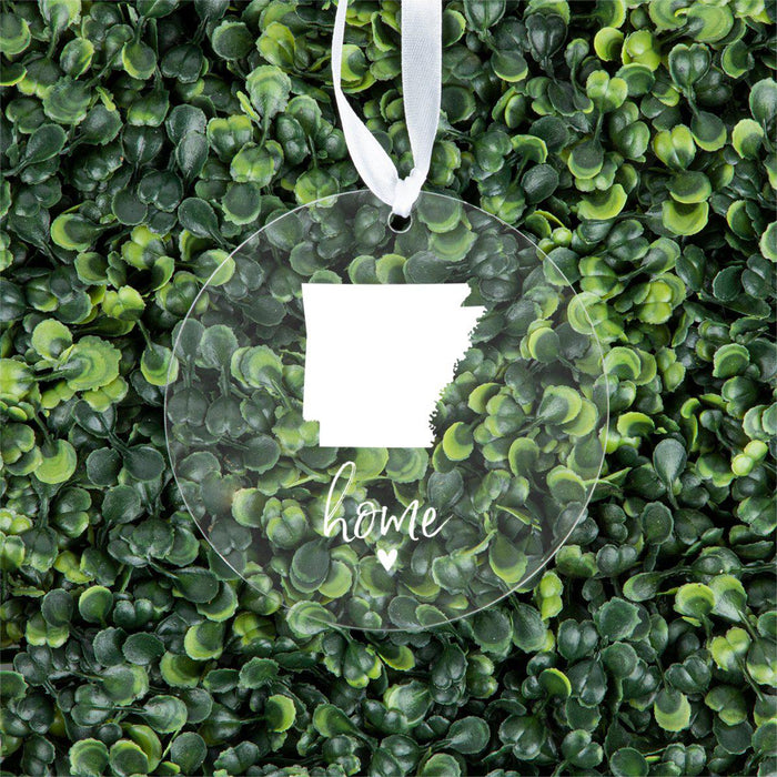 US State Round Clear Acrylic Christmas Ornament Keepsake, Long Distance Christmas Ideas-Set of 1-Andaz Press-Alabama-