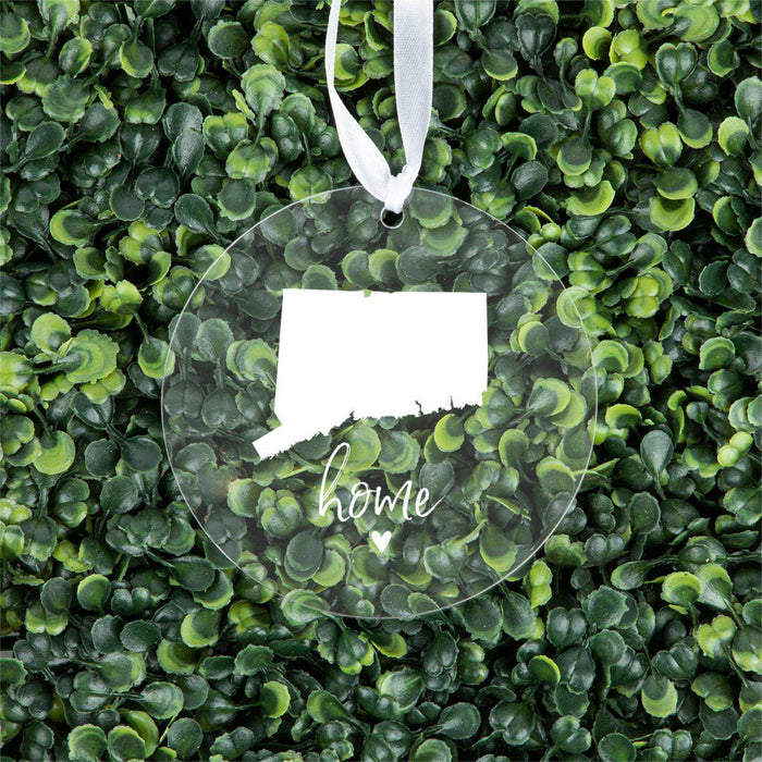 US State Round Clear Acrylic Christmas Ornament Keepsake, Long Distance Christmas Ideas-Set of 1-Andaz Press-Alabama-