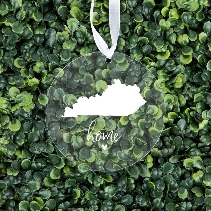 US State Round Clear Acrylic Christmas Ornament Keepsake, Long Distance Christmas Ideas-Set of 1-Andaz Press-Alabama-