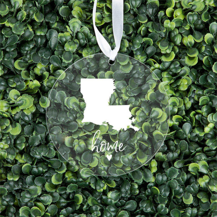 US State Round Clear Acrylic Christmas Ornament Keepsake, Long Distance Christmas Ideas-Set of 1-Andaz Press-Alabama-