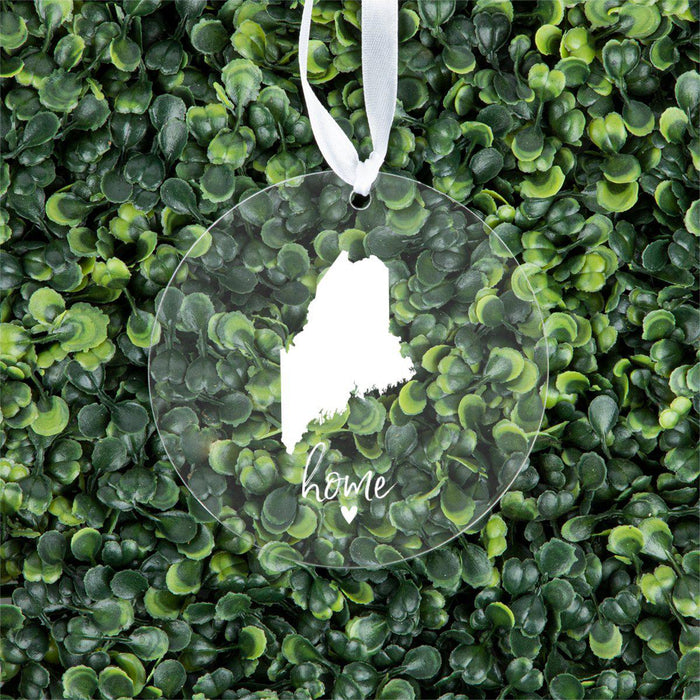 US State Round Clear Acrylic Christmas Ornament Keepsake, Long Distance Christmas Ideas-Set of 1-Andaz Press-Alabama-