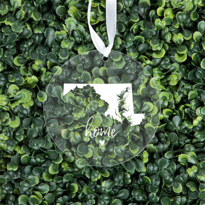 US State Round Clear Acrylic Christmas Ornament Keepsake, Long Distance Christmas Ideas-Set of 1-Andaz Press-Alabama-