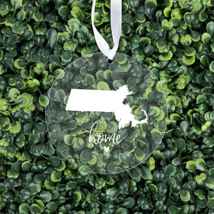 US State Round Clear Acrylic Christmas Ornament Keepsake, Long Distance Christmas Ideas-Set of 1-Andaz Press-Alabama-